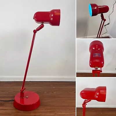 Vintage DERO Canada Articulated Desk Lamp W/ Base RED With Brass - 25” • $47.20