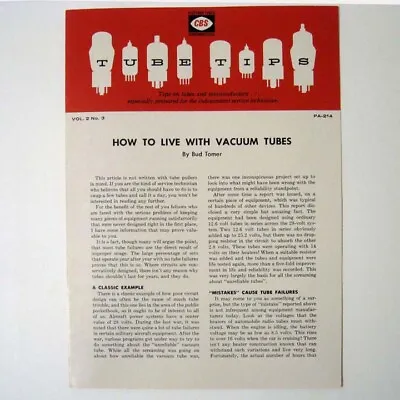 $4.70 • Buy CBS ® Vacuum Tube Tips Brochure - PA-214 Volume 2 No 3