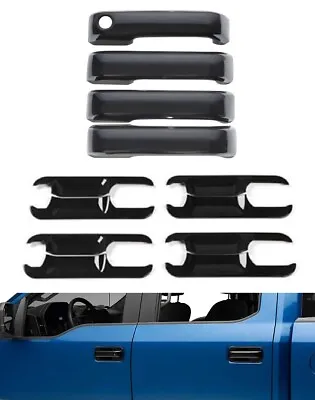 $48.99 • Buy For 2015-2020 Ford F150 Gloss Black Door Handle Covers + Back Plate Bowl F-150
