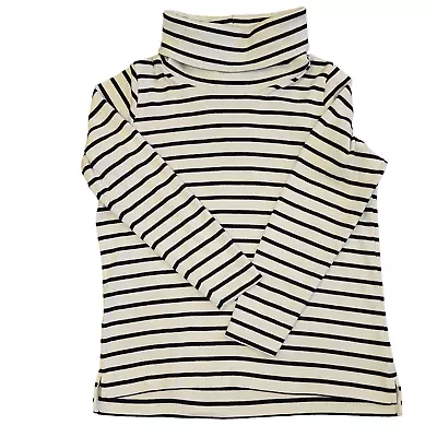 L.L. Bean XL Navy Cream Striped Thick Ribbed Knit Peruvian Cotton Turtleneck Top • £26.98