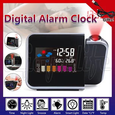 $15.15 • Buy Projection Alarm Clock Digital LED Temperature Time Projector LCD Display USB OZ