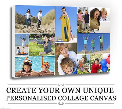 Your Photo/Picture  PERSONALISED COLLAGE CANVAS A4 A3 A2 A1 A0 320gsm 30mm FRAME • £21.88