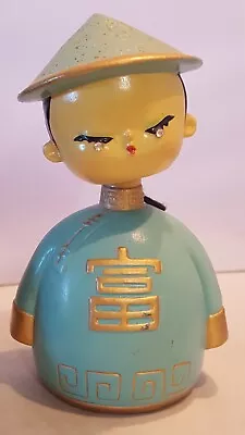 Vintage 1960s China Bobblehead Nodder Blue Coin Bank Rhinestone Tears • $25