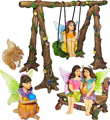 Mood Lab Fairy Garden - Accessories Kit With Miniature Figurines - Swing Set Of • $38.31