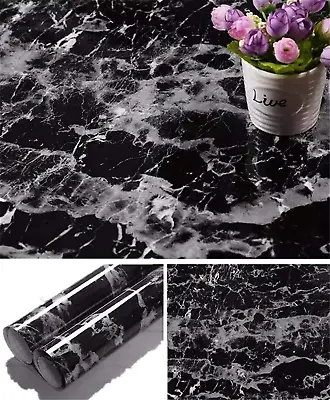 Black Marble Granite Contact Paper Countertop Vinyl Self Adhesive Film Counter • $9.50