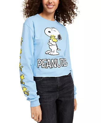 Mad Engine Juniors' Peanuts Snoopy Long-Sleeved Graphic T-Shirt (XL Sky Blue) • $23.20
