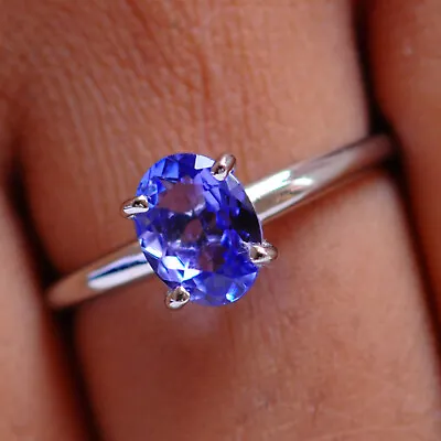 1.50Ct Oval Cut AA Natural Tanzania Blue Tanzanite Solitaire Ring In 925 Silver • $76.50