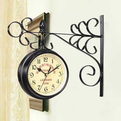£12.95 • Buy Outdoor Garden Paddington Station Wall Clock Double Sided Outside Bracket Round