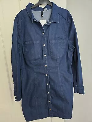 H&M Denim Shirt Dress UK Size 20 / Eur 46 • £28.99