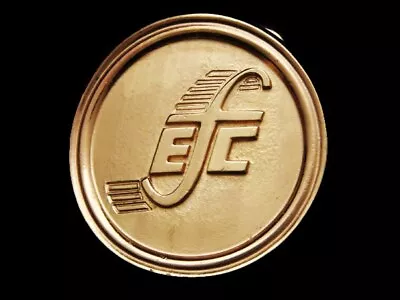 JH25172 VINTAGE 1970s **EFC** COMPANY ROUND GOLDTONE BELT BUCKLE • $12