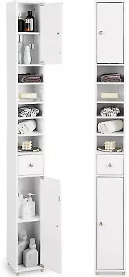 Giantex Slim Bathroom Tall Cabinet Freestanding Floor Storage Cabinet Organi... • $121.73