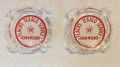 Lot Of (2)Vintage 1950's Advertising Giveaway TEXACO Glass Ashtray Pittsburgh PA • $14.99