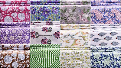 Indian Hand Block Print Cotton Fabric Natural Printed Handmade Sanganeri Fabric • £11.39