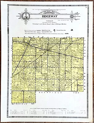 1921 LENAWEE MICHIGAN BRITTON Map PLATS ORIGINAL Property Owners Churches • $51.59
