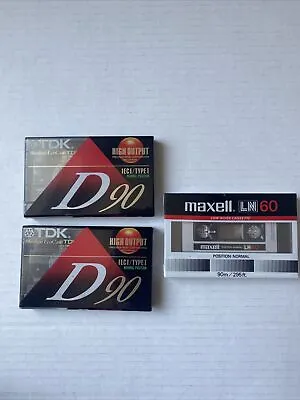 MAXELL LN 60 / TDK D90 LOT OF 3 Sealed Blank Audio Cassette Tapes New • $10.10