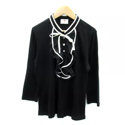 U By Ungaro Blouse Cut And Sew 3/4 Sleeve High Neck Ruffle Ribbon Eyelet Lace L  • $110.94