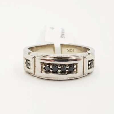 $733 • Buy 10 Ct White Gold Sapphire Mens Ring Band Size S #51557