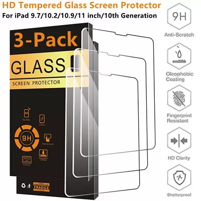 3 Pack HD Tempered Glass Screen Protector For Apple IPad 9.7/10.2/10.9/11 Inch • $9.99