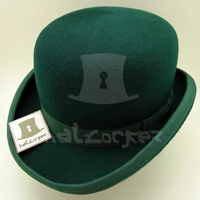 RETRO Wool Felt Men Bowler Hat Billycock Gangster Women Derby | 59cm | Green • $66