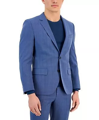 HUGO Boss Mens Slim-Fit Plaid Superflex Blue Suit Jacket 40S • $125.99