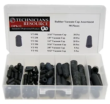 90pcs KIT 1/8 3/16 1/4 5/16 9/32 3/8  Rubber Vacuum Caps Assortment  • $15.49