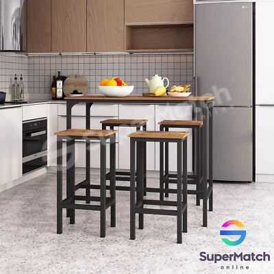 $209.59 • Buy 5 PCS Bar Table Stool Dining Set Vintage Barstools Kitchen Chairs Coffee Vintage