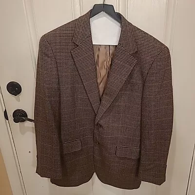 Lauren Ralph Lauren Lambswool Blazer Mens Size 40R Brown Houndstooth Two Button • $34.99