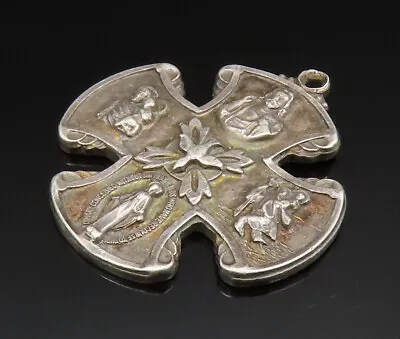 CREED 925 Silver - Vintage Antique Saint Cross Miraculous Medal Pendant- PT20503 • $44.41