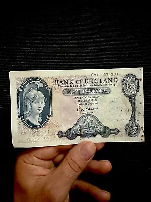 💯 Old £5 Five Pound Note. 1957’s / Good Condition/ GENUINE. • £21.50