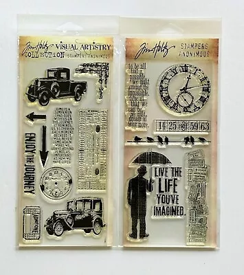 Tim Holtz Collection Visual Artistry Stampers Anonymous 2pk Lot Clear Ink Stamps • $16.95