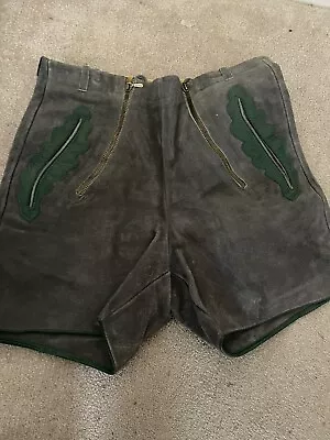 Womans VNT Made In Austria 30x16 Suede Leather Lederhosen Shorts No Suspenders • $36