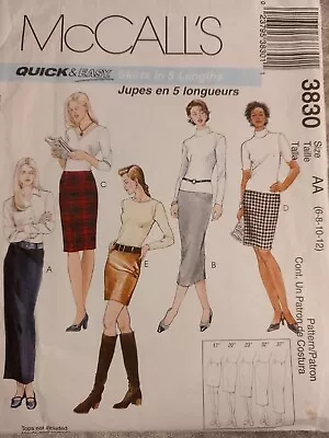 McCalls 3830 Sewing Pattern - Quick & Easy Misses' Skirt 5 Lengths Size 6 - 12 • £5.50