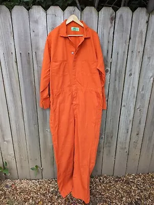 Aramark Coveralls Orange Size 46L 100% Cotton Mechanic Workwear Overalls 90s • $34.99