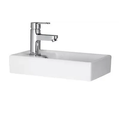 Basin Sink Countertop Cloakroom Ceramic Bowl Bathroom Square White • £27.95