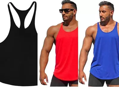 Men Gym Tank Tops Sleeveless Shirts Y-Back Muscle Training Athletic Workout Vest • $25.99