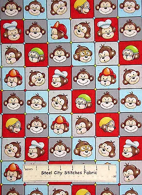 Monkey Engineer Race Car Driver Cotton Fabric HG&Co Monkey Around 18  Length • $4.55