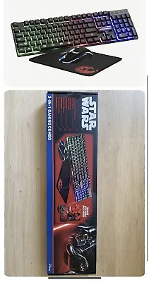 Disney Star Wars 3-in-1 Gaming Bundle Keyboard Mouse & Mouse Pad Bonus Stickers • $35