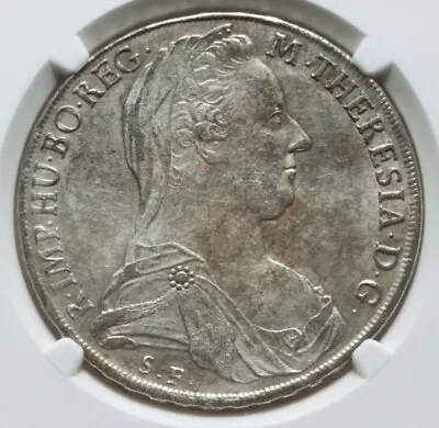 1780-1858 AUSTRIA Taler Maria Theresa Silver Coin Milan Mint Restrike NGC AU • $139.99