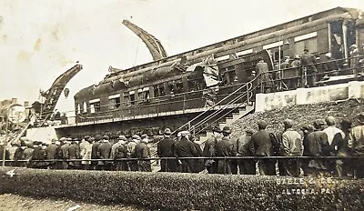 Postcard Real Photo Railroad Train Crash Mount Union Pennsylvania 1914 Altoona • $29.95