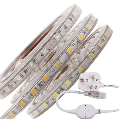 LED Strip 220V 240V 5050 SMD IP67 Waterproof Tape Lights Rope White Blue UK Plug • £37.20