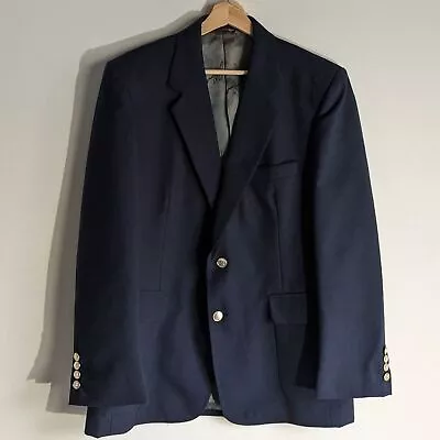 Joe Nomath Signature Collection Navy Wool Blend Blazer Suit Men's Size 42R • $35