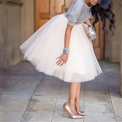 £8.89 • Buy Wedding 5 Layers Long Tulle Tutu Skirt Petticoat Prom Party Ball Gown Women