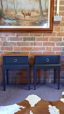 Pair Of Stag Minstrel Vintage Slim Narrow Bedside Leggy Bedside Tables  • £175