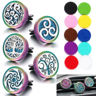 $6.37 • Buy Car Vent Clip Air Freshener Essential Oil Diffuser Rainbow Locket Free 10Pads