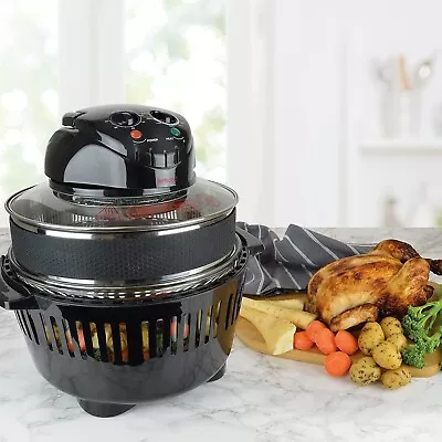 £59.95 • Buy 17Ltr Halogen Low Fat Oven With Removable Glass Bowl, Extender Ring,family Size