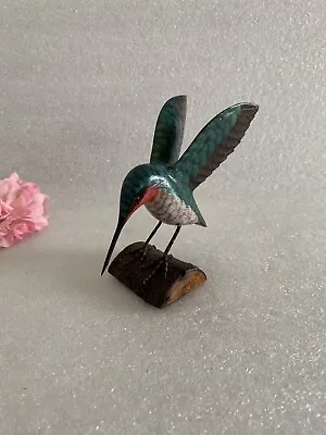 $34.95 • Buy Vintage Carved Humming Bird On Branch Hand Painted Figurine Sculpture Green