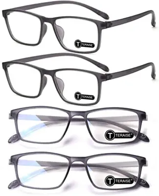 Terasie Blue Light Reading Glasses Men 4-Pack Grey Computer Glasses Lightweight • $21.69