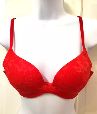 Victorias Secret Angels Secret Embrace Padded Bra 34B Red Multiway Straps Lace • $16.49