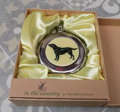 Black Labrador Shooting Hunting Themed Stainless Steel Hip Flask Orchid Designs • £14.99