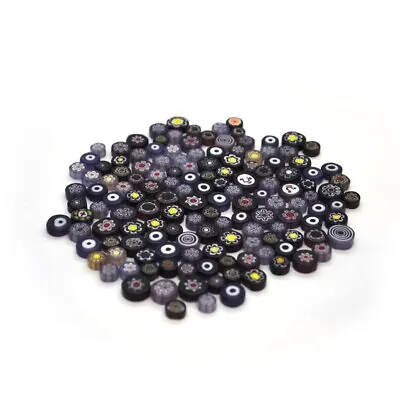 Purple - Glass Beads Millefiori 100g ( 100 Pieces) Dia 9-13mm Thickness 4-5mm • £9.30